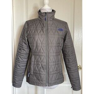 The Northface Grey Blue Puffer ThermaBall Trekker Jacket Women's S Lightweight